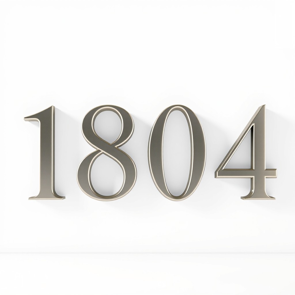 The year 1804 represented in stunning 3D typography, set against a clean white background