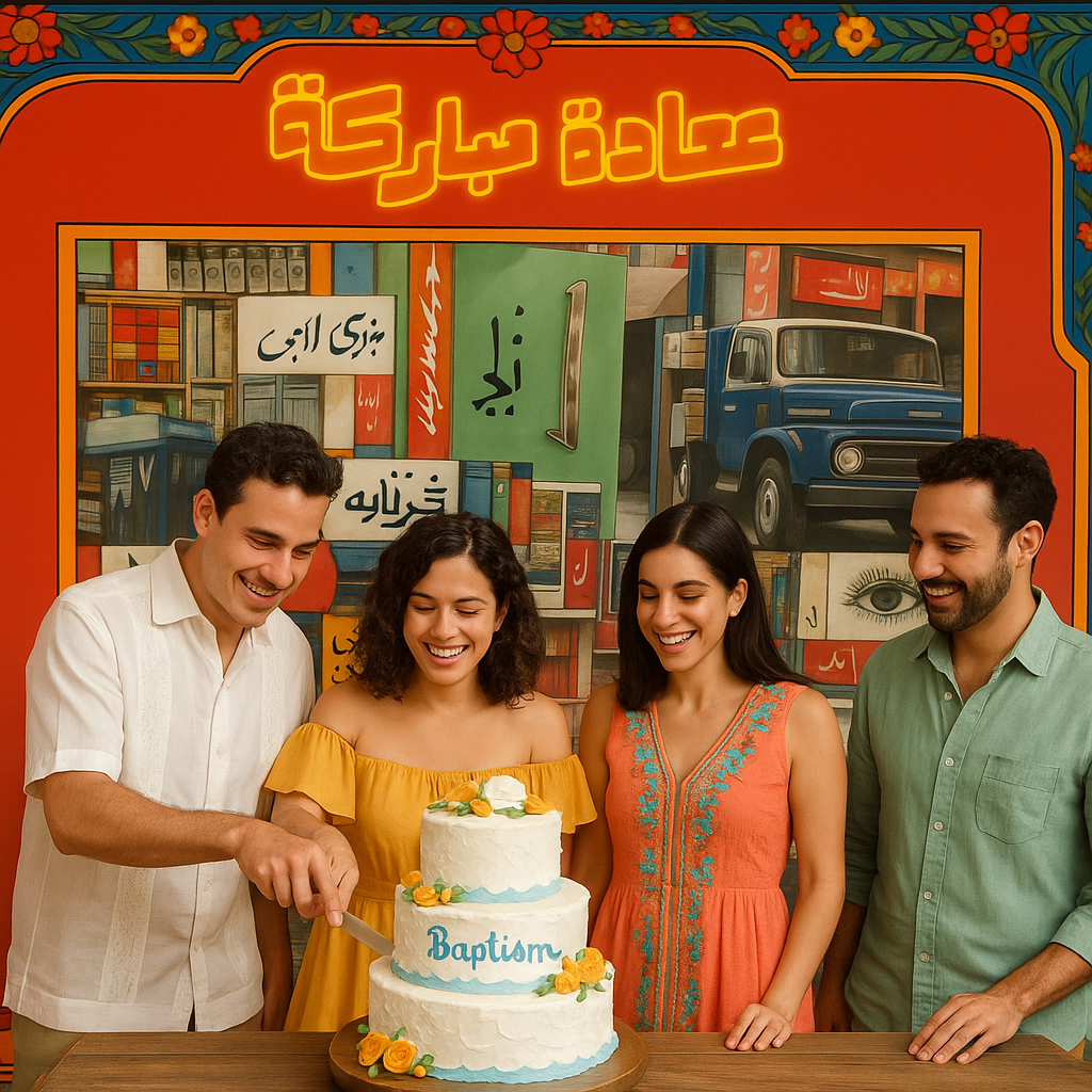 Use this as a backdrop and add people in front of it with summer elegant colors dresses cutting a fun baptism 3 levels cake elegant and fancy mexican and lebanese vibe on wooden table