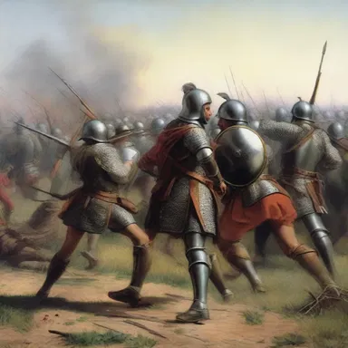 During the Battle of Pavia, the soldiers clashed on the battlefield, their morions glinting in the sun as they fought for victory.
