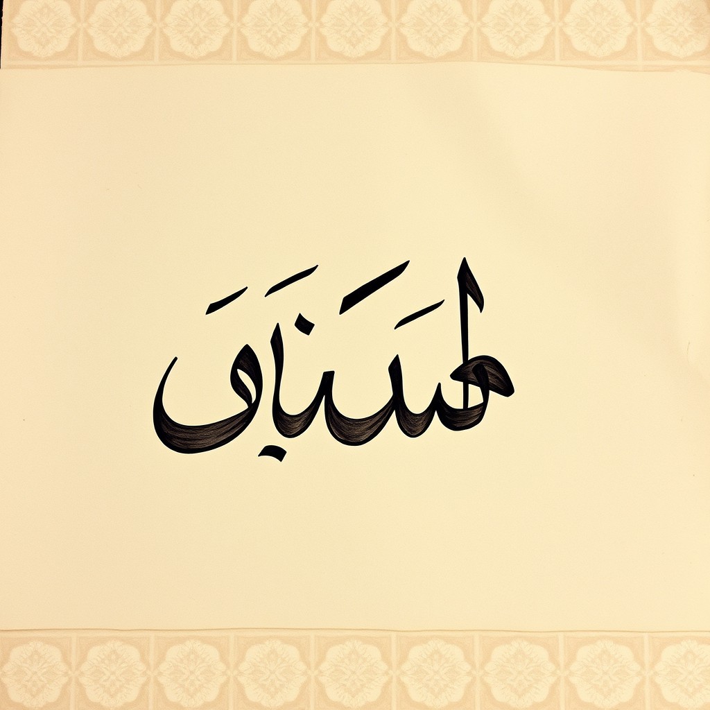 An artistic representation of the name 'محمد' written beautifully in Arabic calligraphy on a textured, aged piece of paper