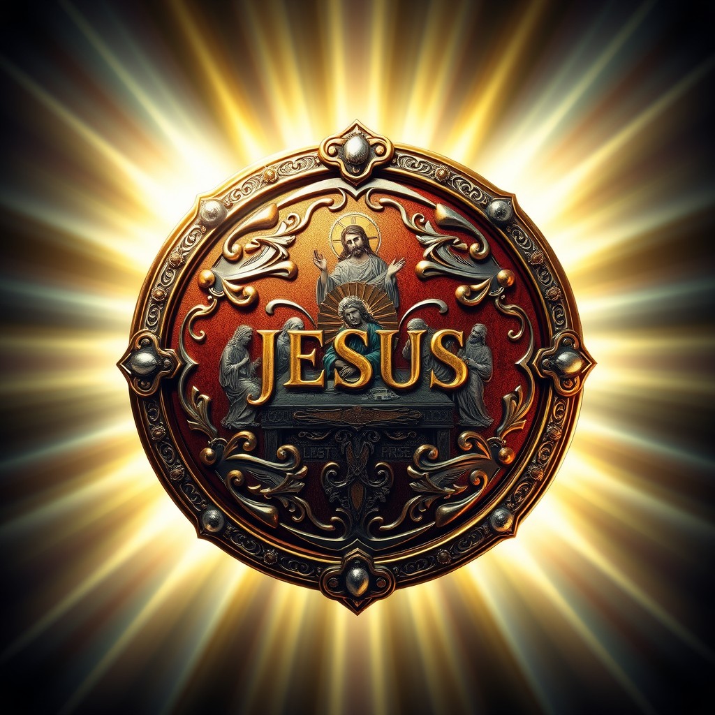 Artistic Shield Design Symbolizing Jesus | Idyllic AI Creations
