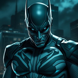 An imposing image of a supervillain, clad in a uniquely designed, form-fitting suit that has been expertly adjusted to enhance both style and functionality