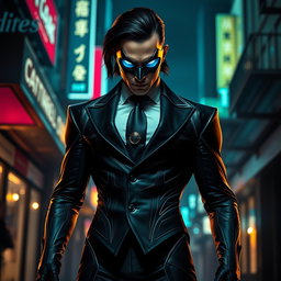 A dynamic portrayal of a supervillain standing confidently in a dramatic pose