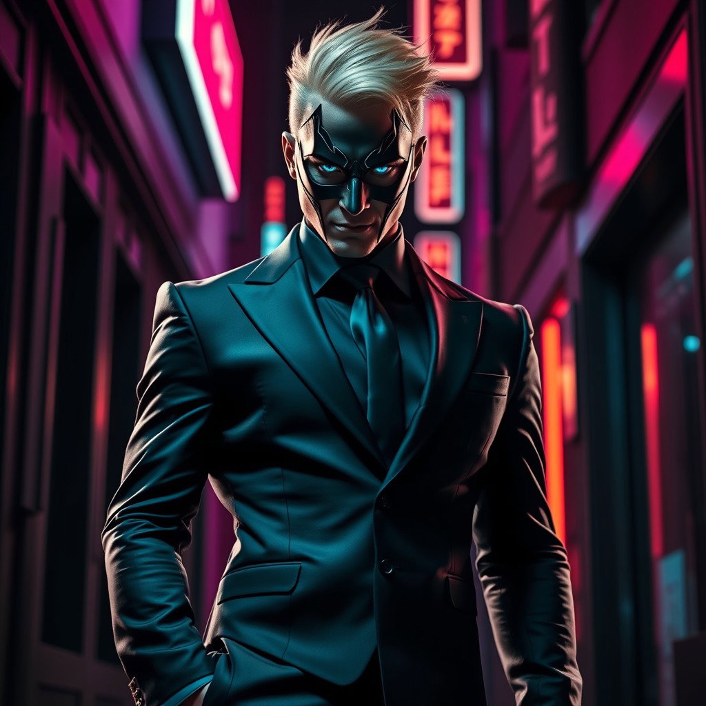 A striking portrayal of a supervillain standing confidently in a dynamic pose