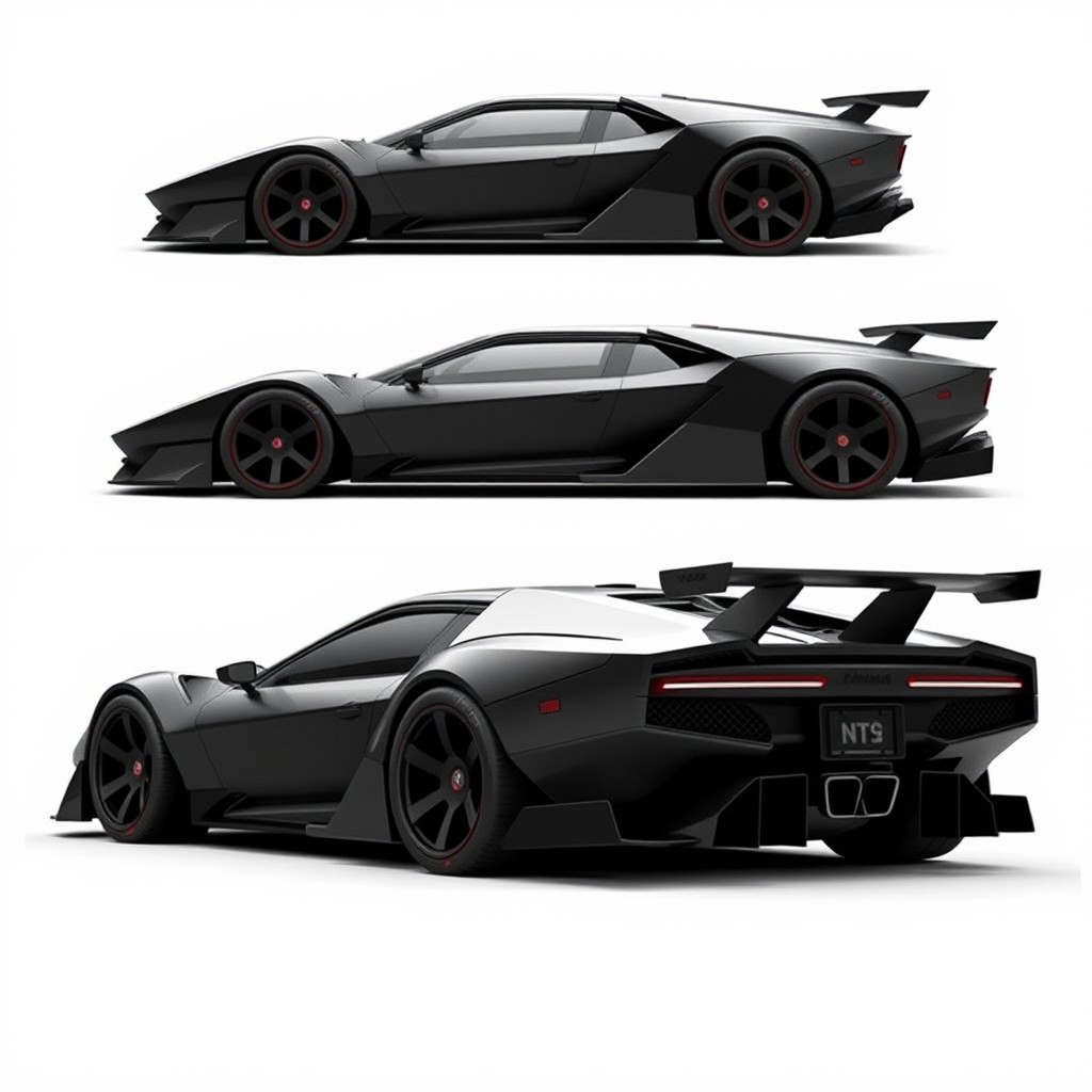 A modern prototype of the classic De Tomaso Pantera, showcasing a bold and aggressive design