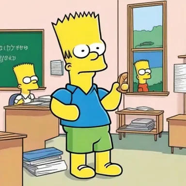 In the cartoon, the teacher gave Bart Simpson a rebuke for his mischievous behavior in class.