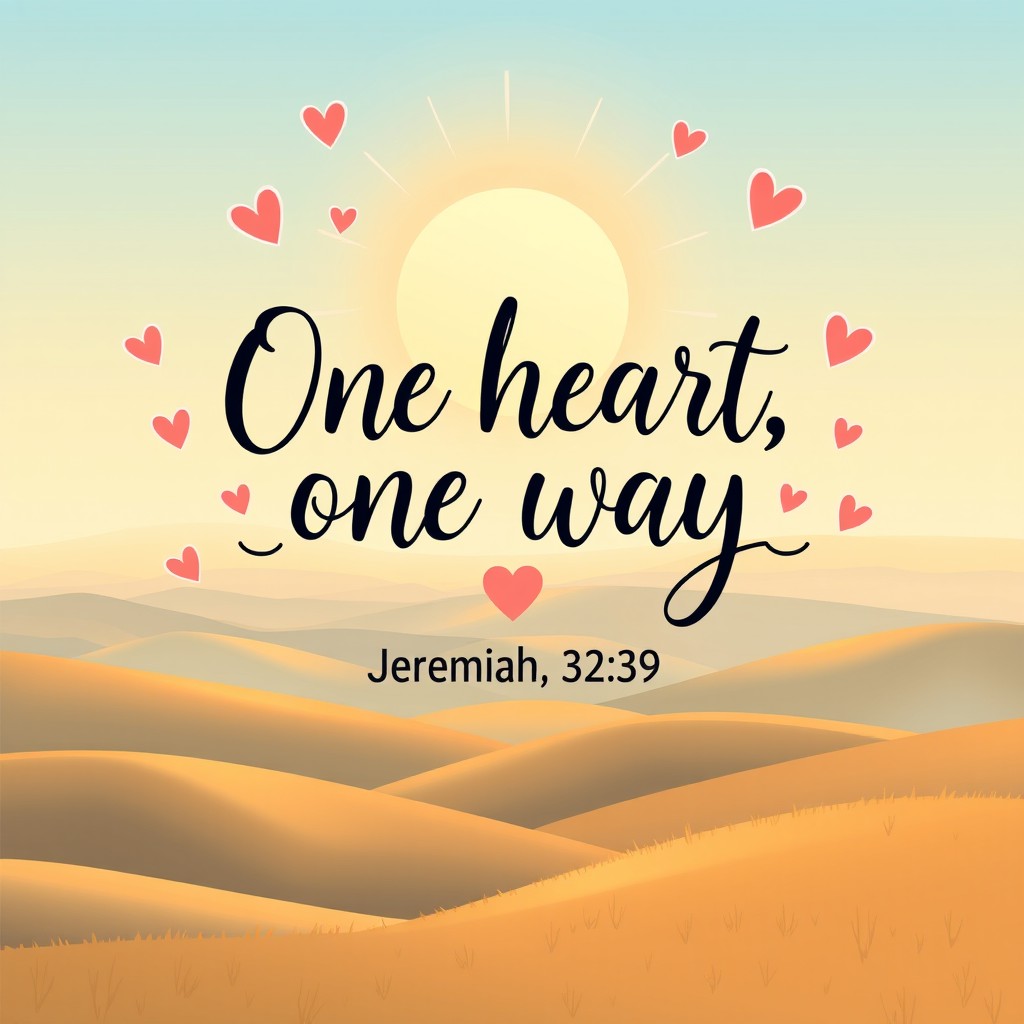 A beautifully illustrated graphic design featuring the text "One heart, one way