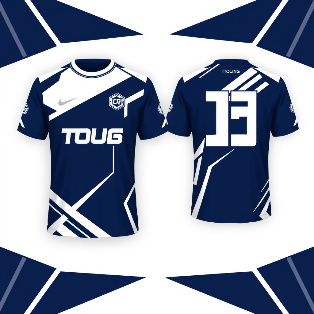 A sleek and stylish competitive gaming jersey design for a programming team, with a focus on minimalism using a maximum of two colors