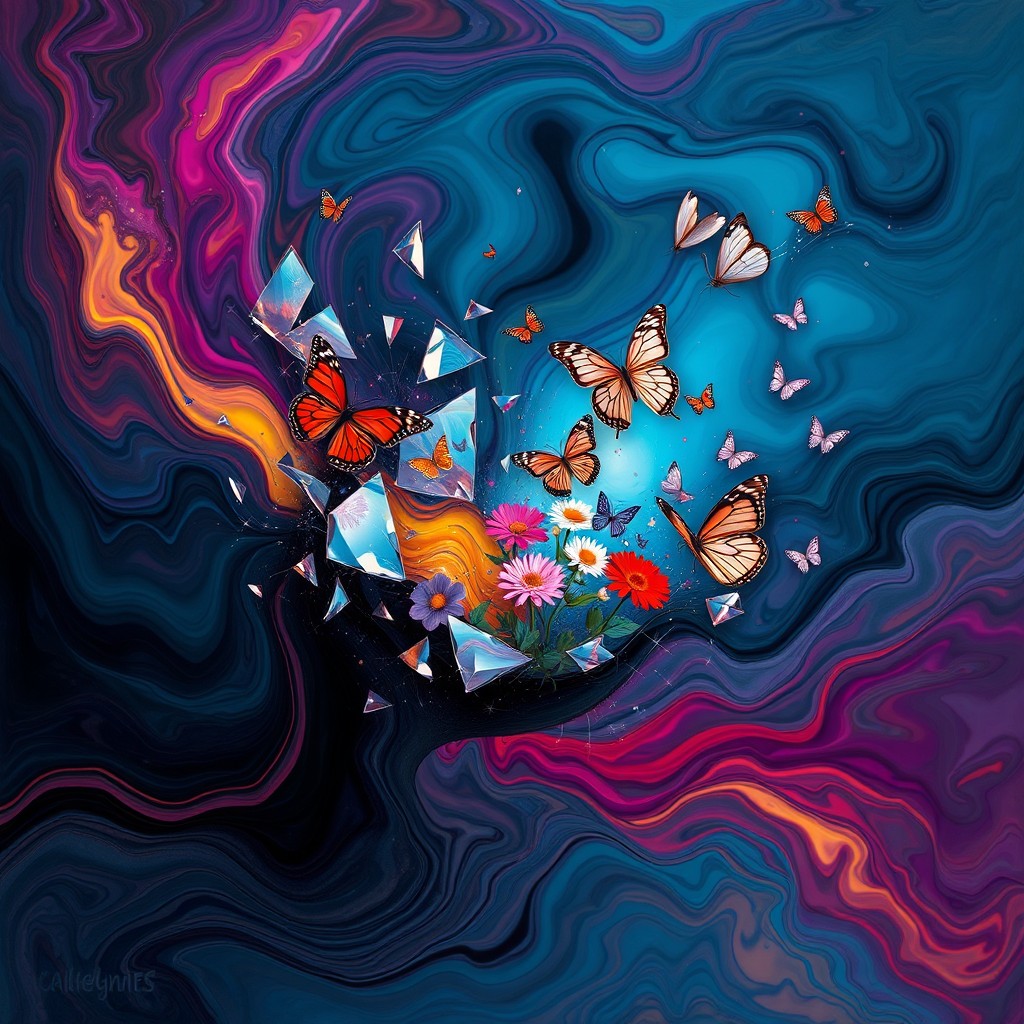 A visually striking abstract representation of pain and transformation