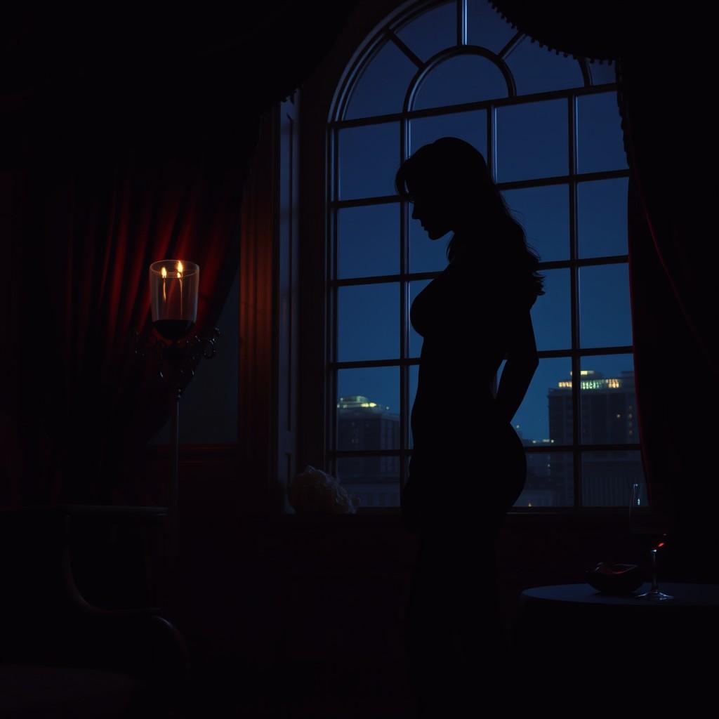 A dark, moody scene depicting desire and longing