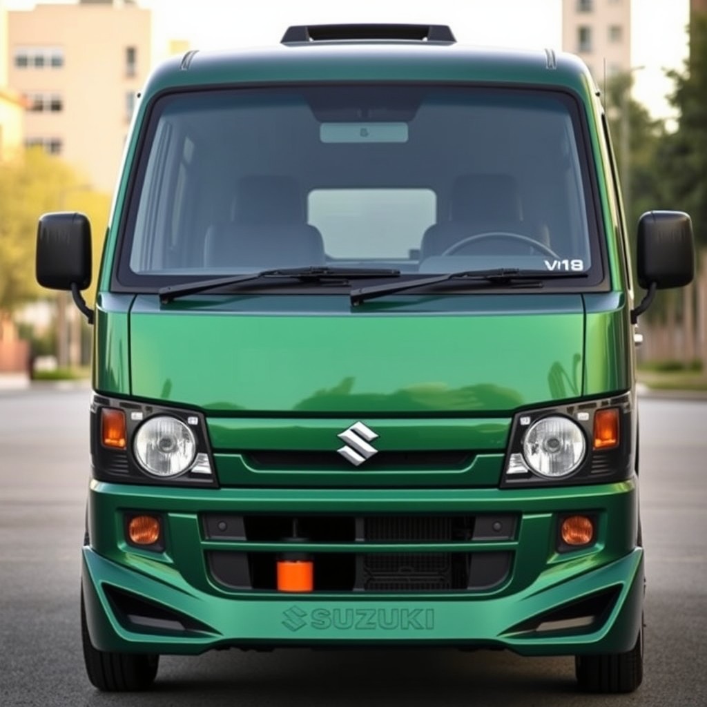 Sleek Suzuki Carry Van in Extra Dark Green