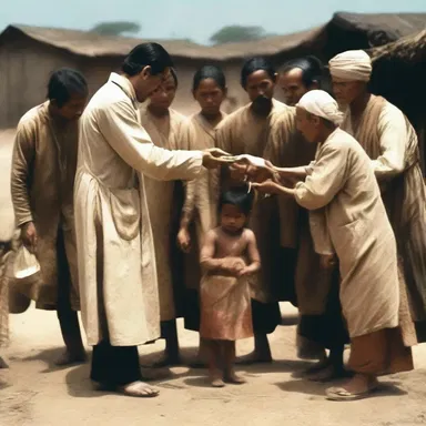 The scene in the movie depicted a doctor inoculating a group of villagers to protect them from a deadly disease.
