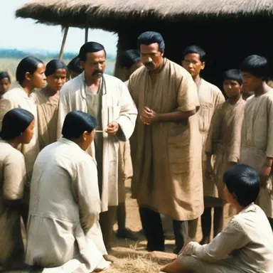 The scene in the movie depicted a doctor inoculating a group of villagers to protect them from a deadly disease.