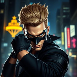 A captivating depiction of a male supervillain poised in a powerful stance