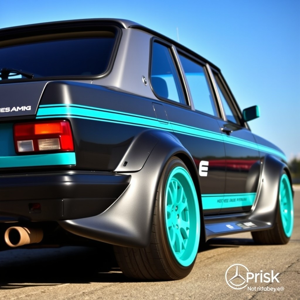 A VAZ 2107 modified with a Mercedes AMG Petronas Formula 1 livery