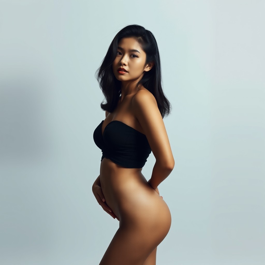A full body portrait of Tatjana Saphira, an Indonesian artist, captured in a striking and artistic manner
