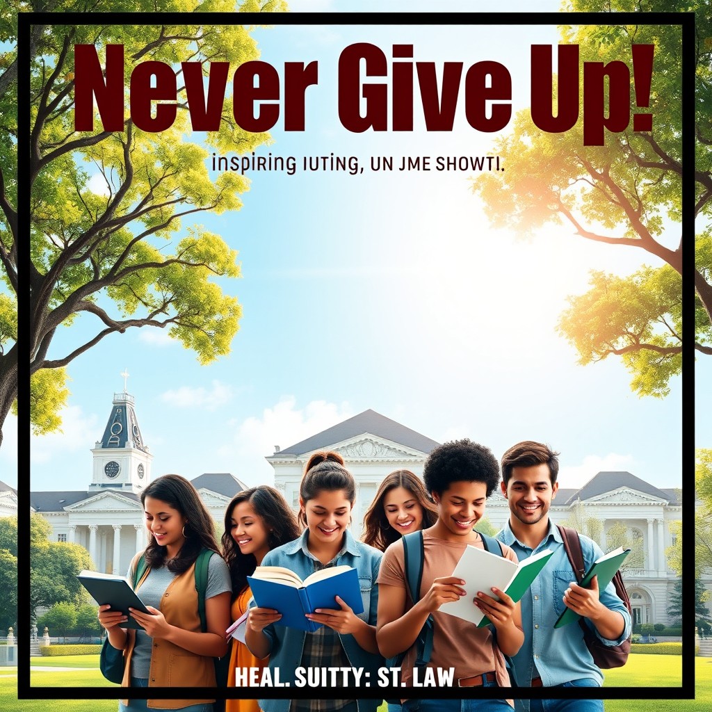 A dynamic and inspiring short film cover featuring a diverse group of university students, each studying hard and collaborating together in a vibrant campus setting