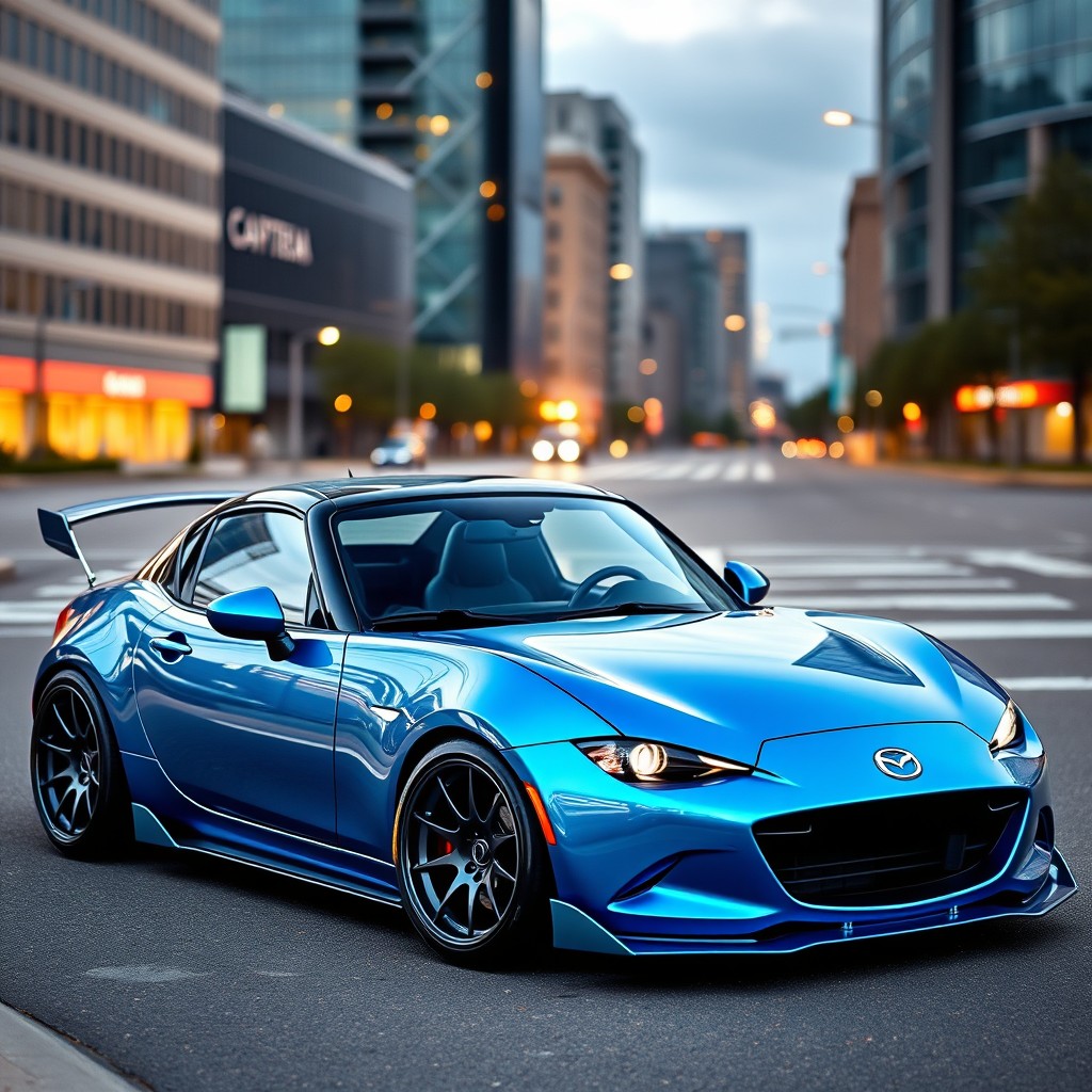A modified Mazda MX-5 Miata, showcasing an eye-catching and unique tuning style