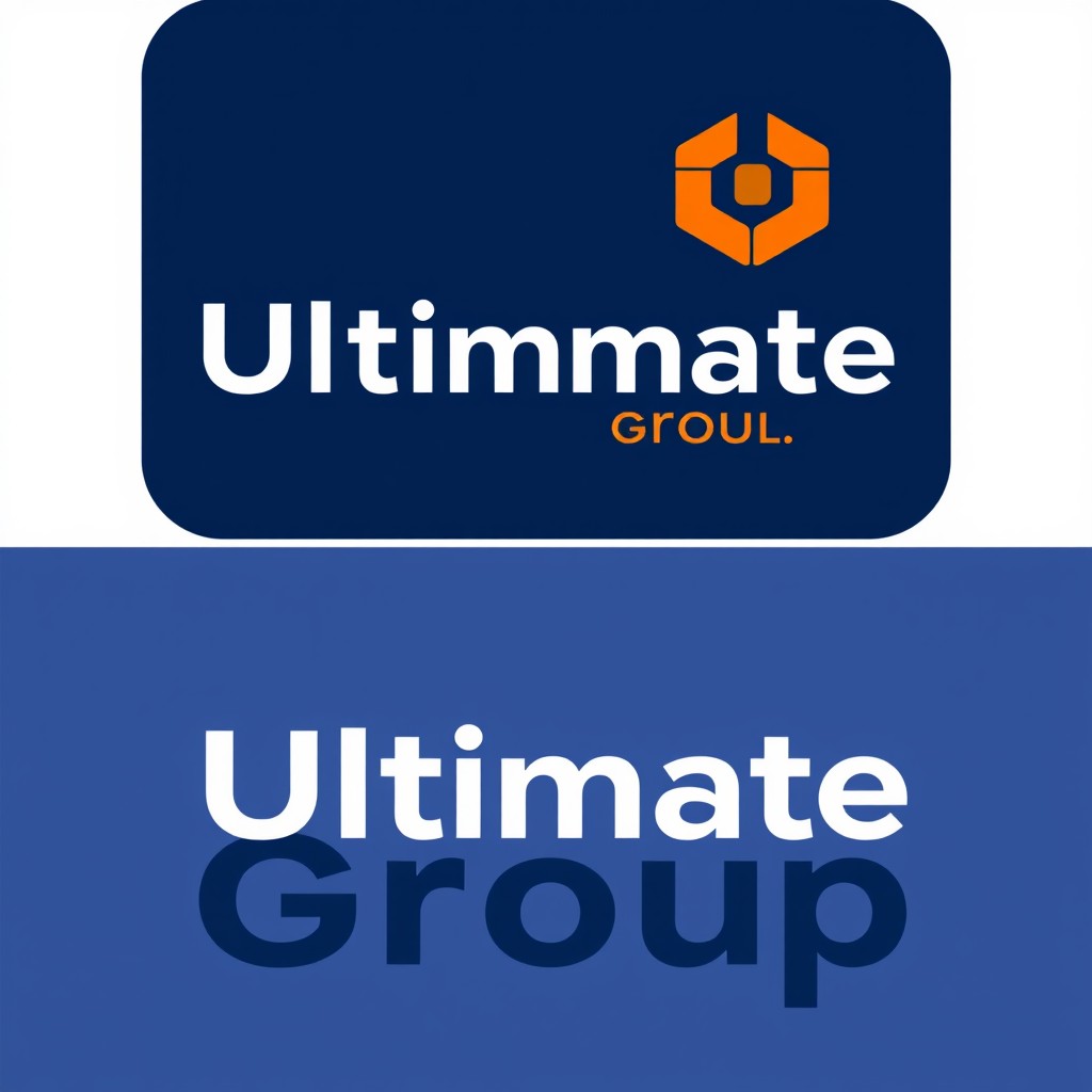 A modern and sleek logo design featuring the words 'Ultimate Group'