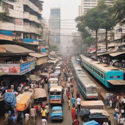 The bustling scene of Dadar, Mumbai with its famous railway station, vendors, crowded streets, and vibrant local culture