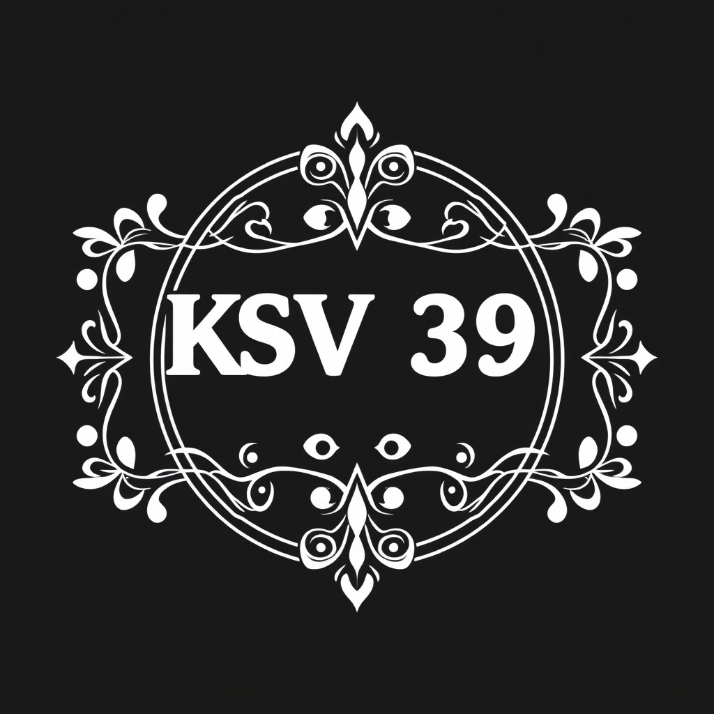 A logo design for the extracurricular activity 'KSV 39', predominantly featuring a black background with white font