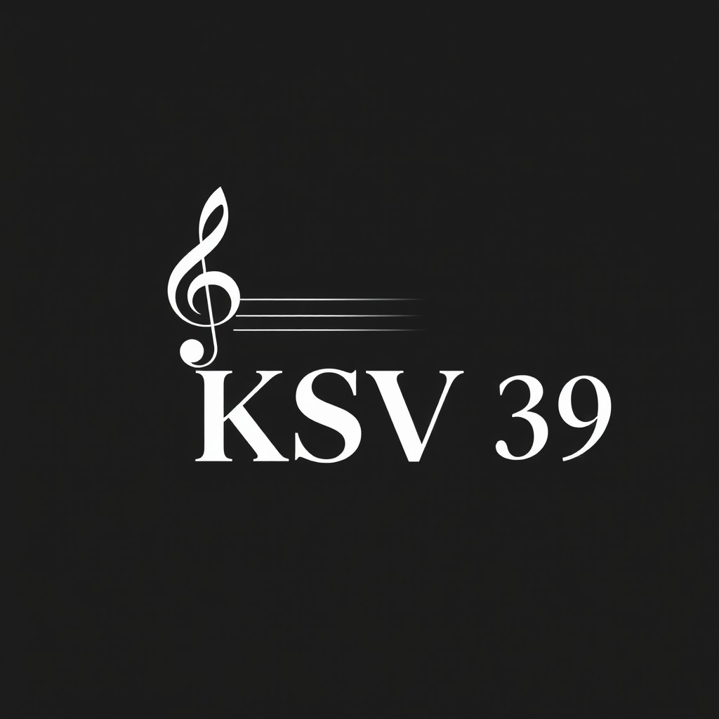 A modern minimalist logo for an extracurricular vocal group named KSV 39, dominated by black color with white font