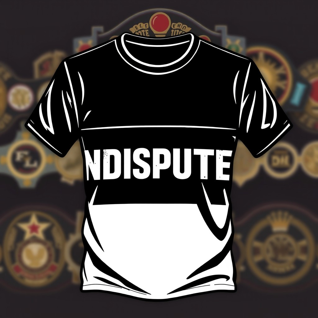 A stylish black and white t-shirt design featuring the word 'UNDISPUTED' in a bold, eye-catching font across the front