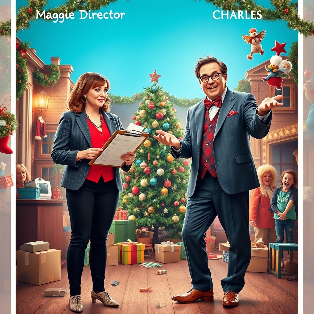 A visually appealing movie poster for a Christmas romantic comedy