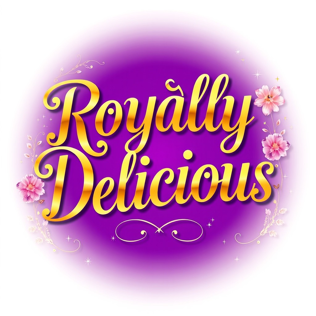 A beautifully styled text design featuring the phrase 'Royally Delicious' in an elegant typeface