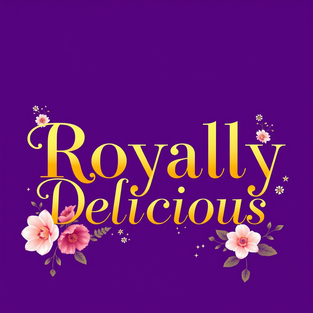 A beautifully styled text design featuring the phrase 'Royally Delicious' in an elegant typeface, ready in PNG format