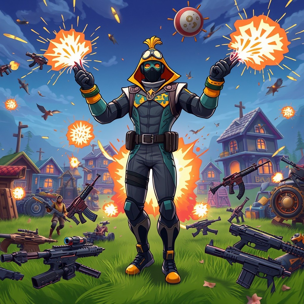 An intense scene of a Fortnite player dominating a squad in a solo match, achieving 30 eliminations and securing a victory royale