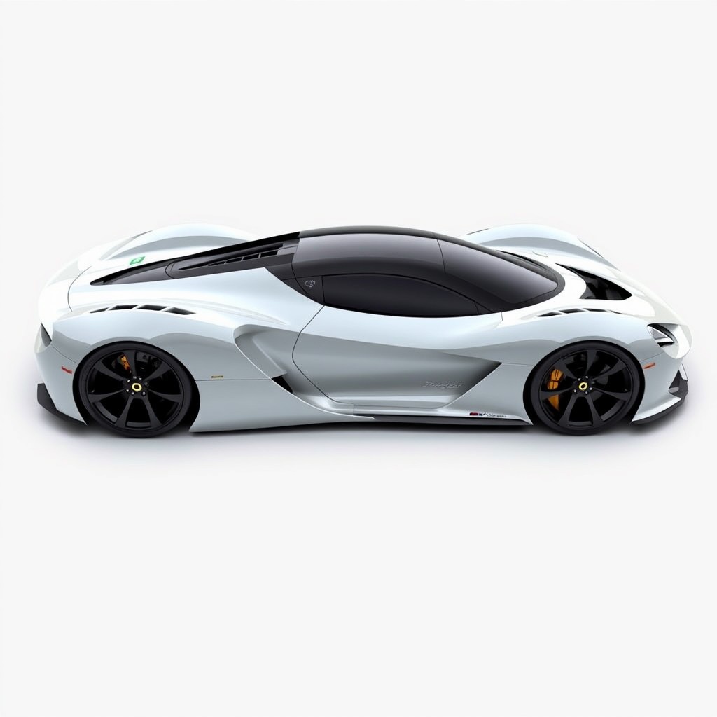 A new sports car design inspired by Ferrari and McLaren, featuring a more aerodynamic shape and enhanced air intake designs