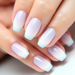 A stunning nail design inspired by the Mediterranean Sea, featuring a base of soft nude pastel or light beige
