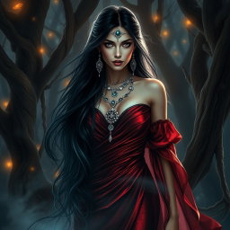 A captivating and powerful depiction of Lilith, the mythological figure known for her beauty and independence