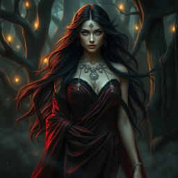 A captivating and powerful depiction of Lilith, the mythological figure known for her beauty and independence