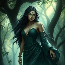 A striking portrayal of Lilith, depicted as a powerful and enchanting figure