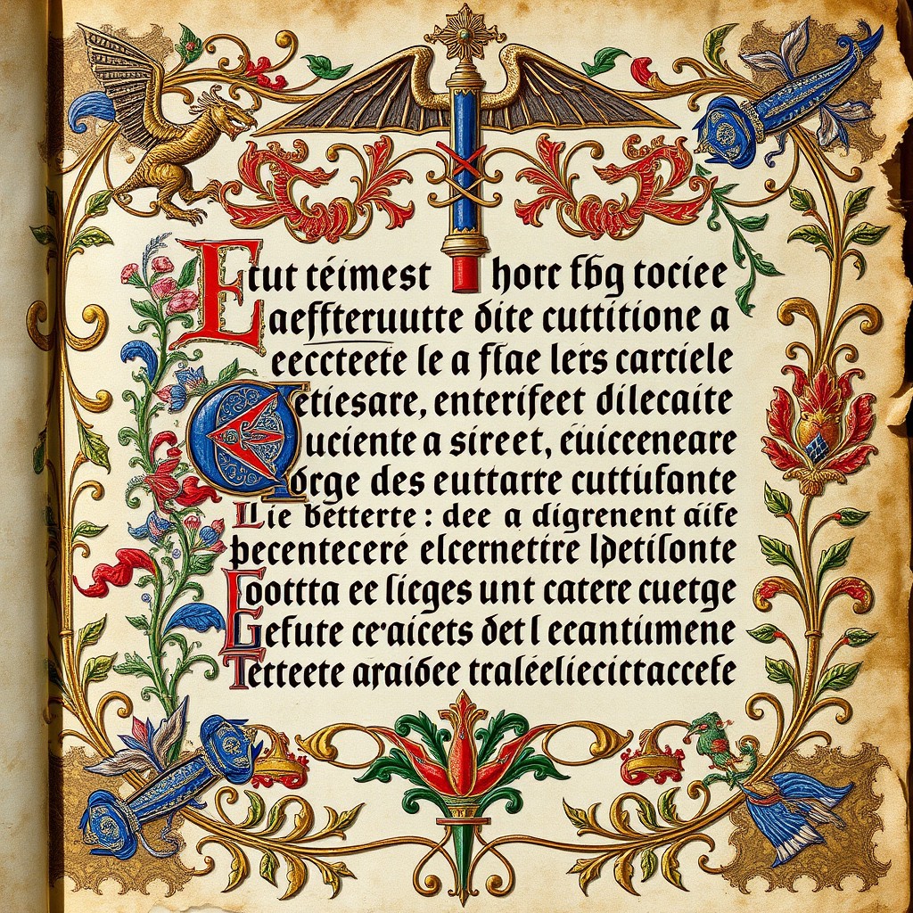A beautifully illuminated medieval manuscript page, featuring intricate designs and vibrant colors