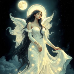 An artistic representation of Lilith as a celestial figure