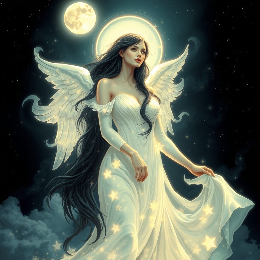 An artistic representation of Lilith as a celestial figure