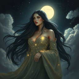 An artistic representation of Lilith as a celestial figure