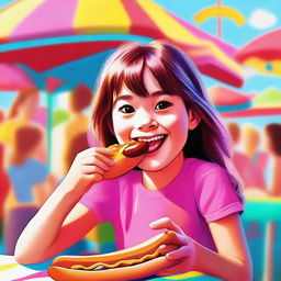 A high-quality digital art image capturing a young girl in a playful setting