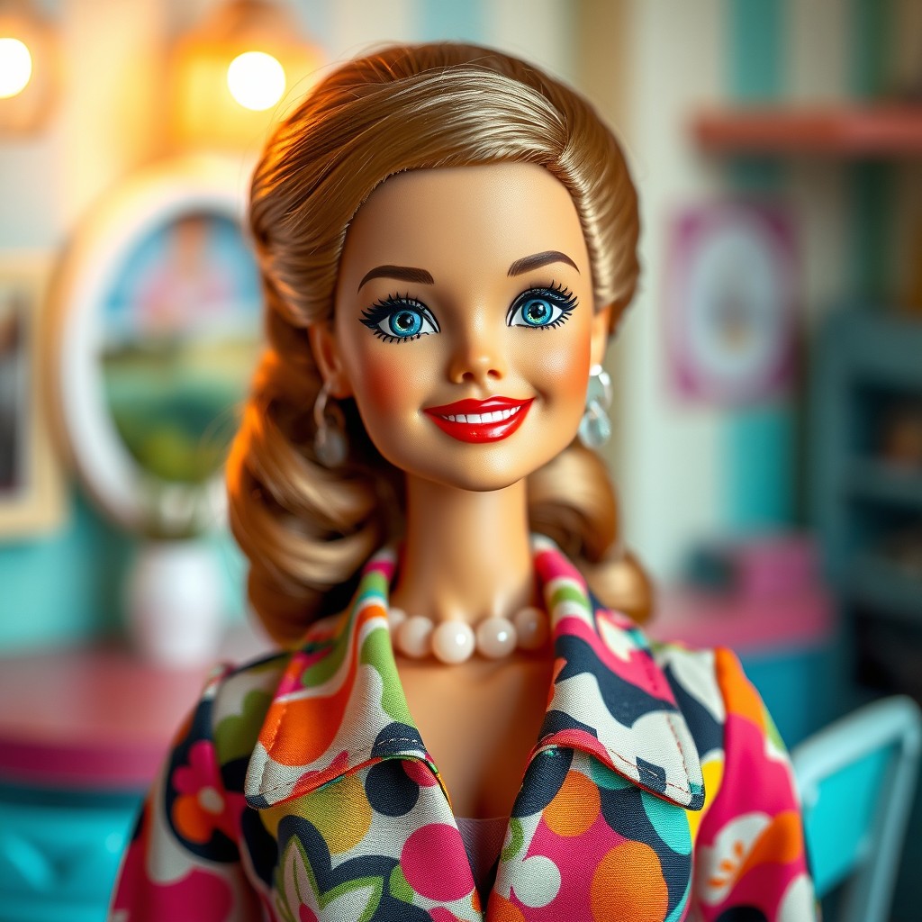 A unique interpretation of a Barbie doll with realistic wrinkles, showcasing a vintage look