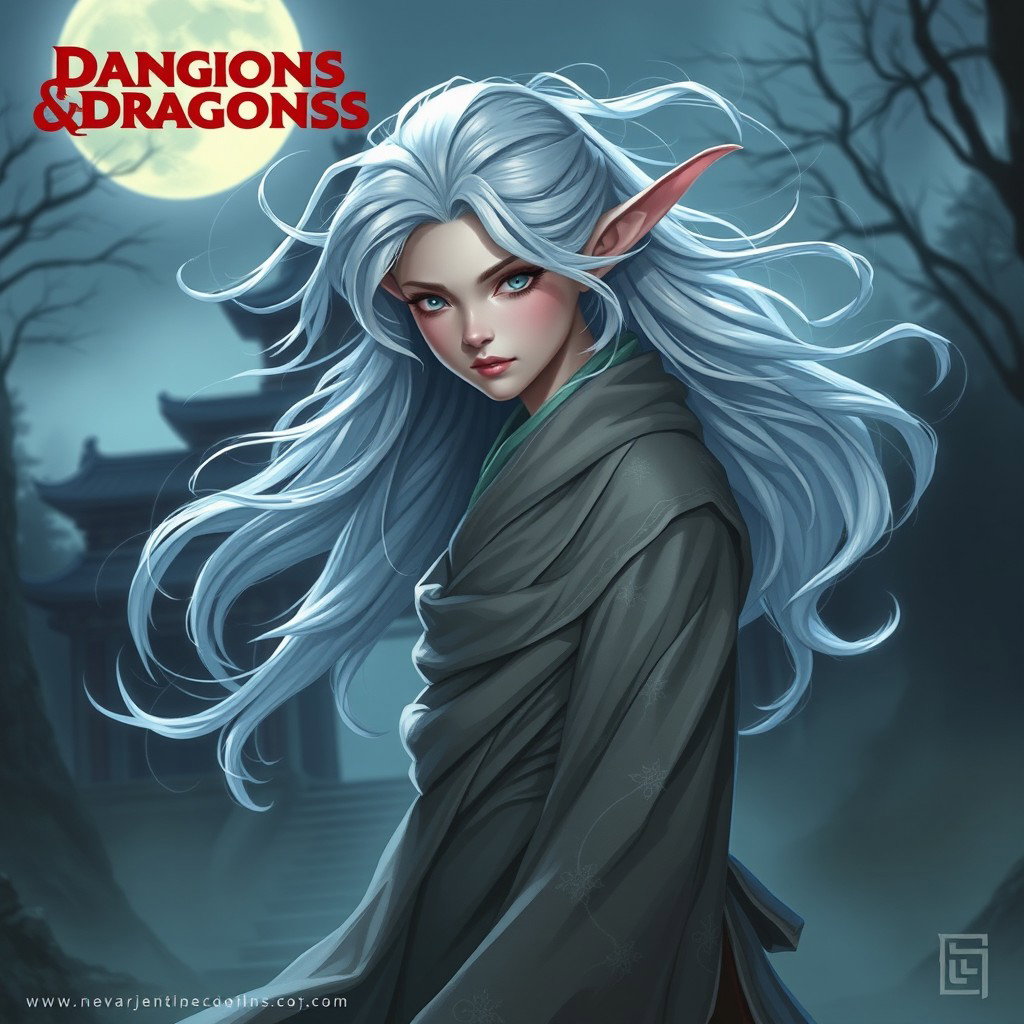 A Dungeons & Dragons character design for a Sylph Monk of the Way of Shadows