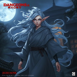 A Dungeons & Dragons character design for a Sylph Monk of the Way of Shadows