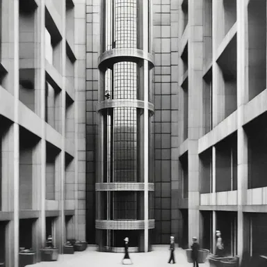 The modern skyscraper was designed with a dual-lane elevator system to efficiently transport people between floors.
