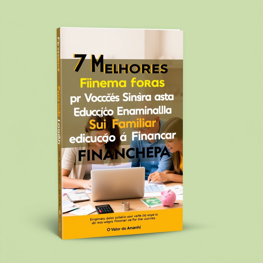A visually striking ebook cover design featuring the title '07 Melhores Formas Pra Você Ensinar Sua Família a Educação Financeira (O Valor do Amanhã)' prominently displayed