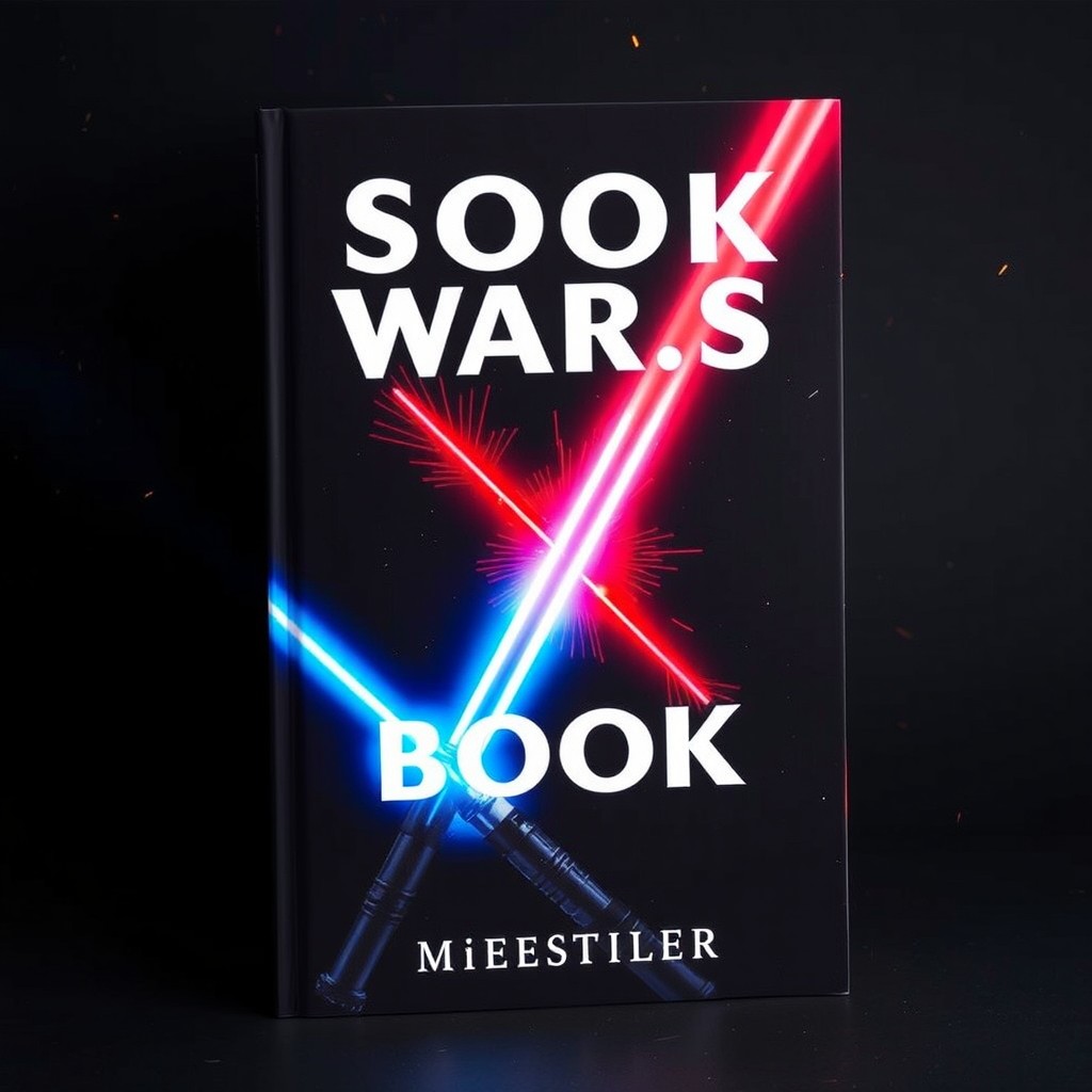 An eye-catching book cover featuring a blue lightsaber and a red x-shaped lightsaber crossing in the middle