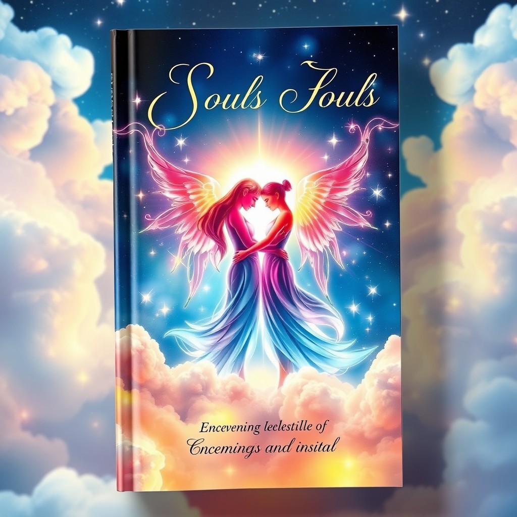 A captivating book cover that symbolizes the connection of souls, featuring ethereal and magical elements