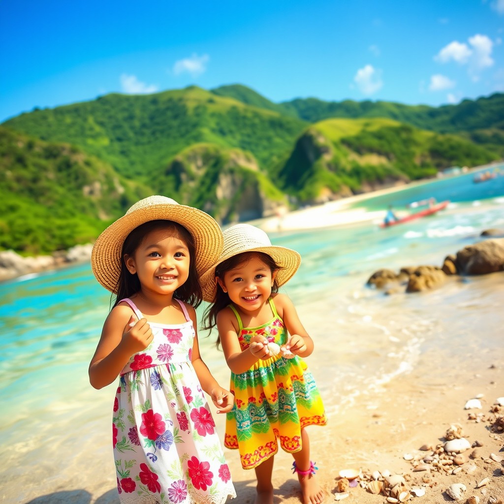 A beautiful scenic view of the Philippines featuring vibrant landscapes, lush green hills, and crystal clear beaches