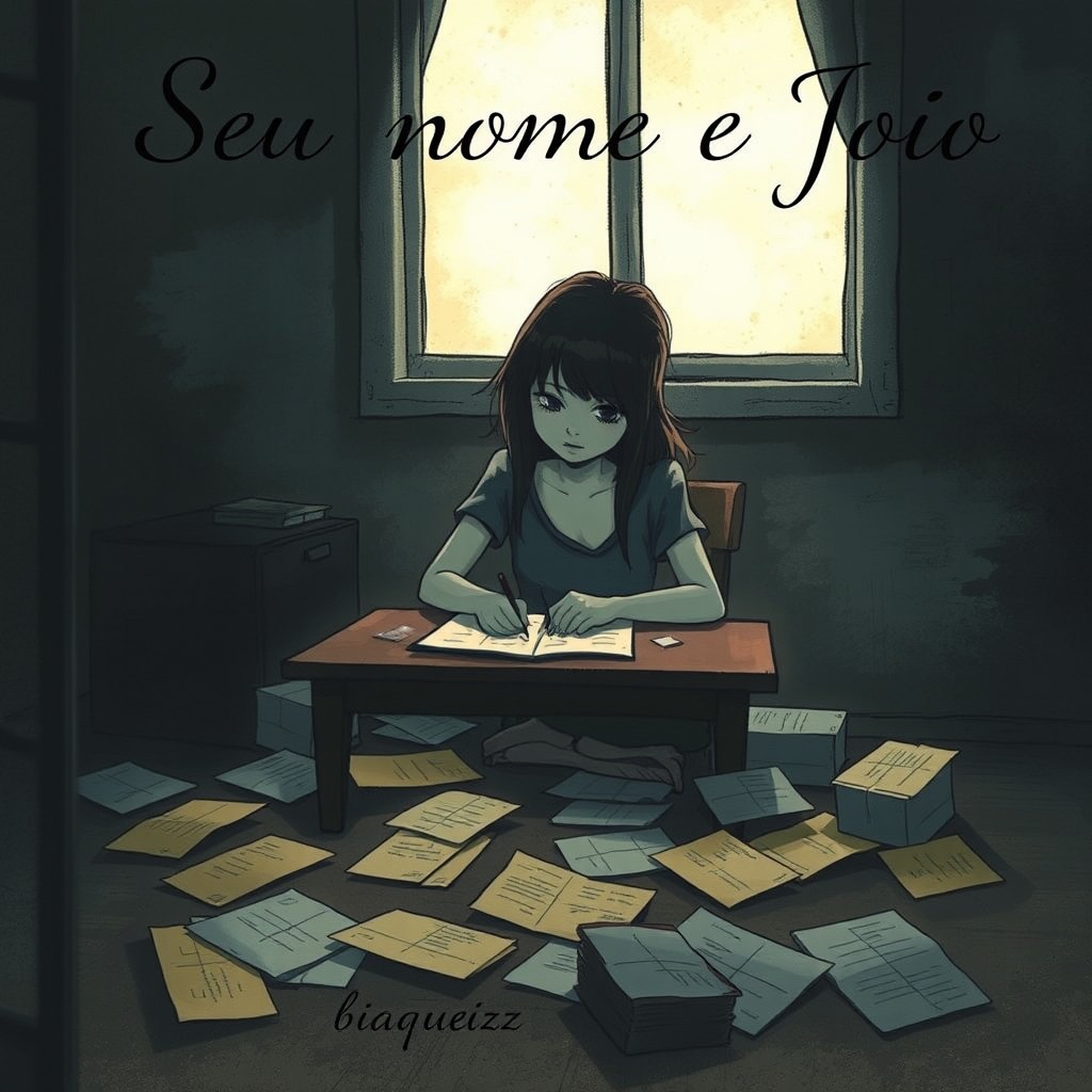 A dramatic illustrated cover for a book of poems and unsent letters titled "Seu nome é João" by "biaqueizz"